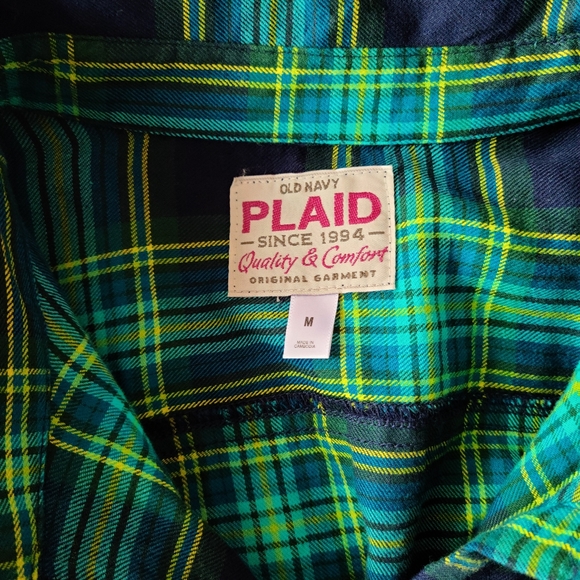 Old Navy Green and Navy Flannel Shirt - Picture 3 of 3